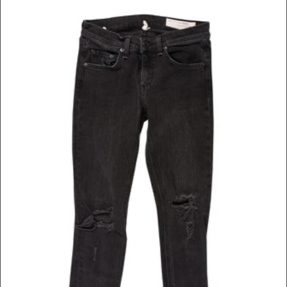 Rag and Bone black denim distressed skinny jeans size 25